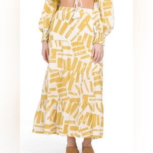 House of Harlow 1960 Linen Blend Tiered Maxi Skirt